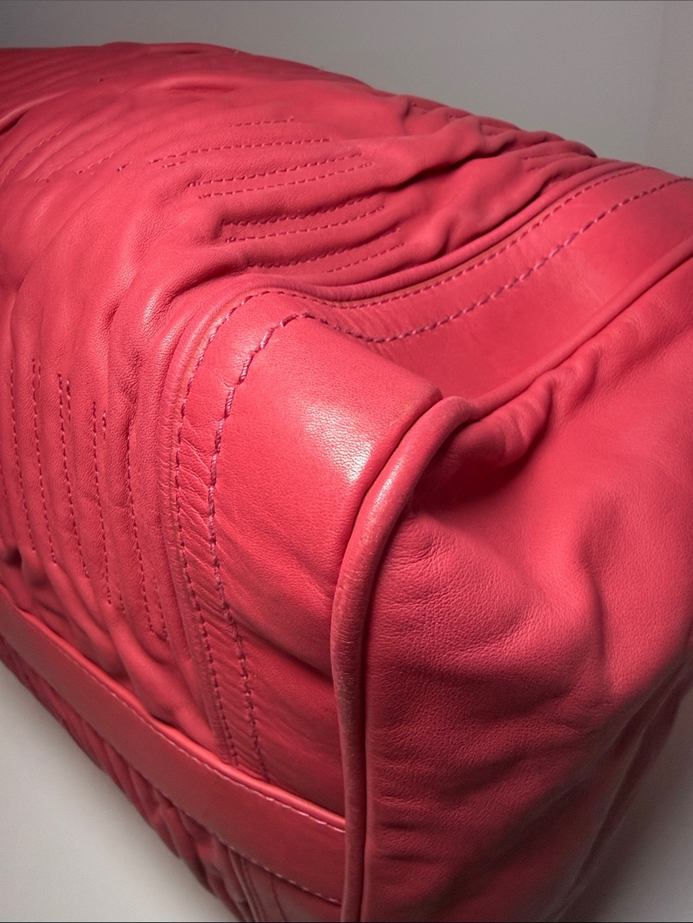 Bally Pink Leather Weekender Satchel Bag - Picture 9 of 16